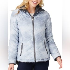 NWT (FREE COUNTRY) reversible, ladies, jacket size L in very light, blue & gray